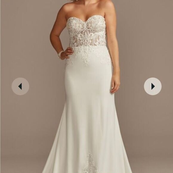 NWT Galina Signature Style SV830 Sheer Bodice Lace Wedding Dress - Picture 2 of 16